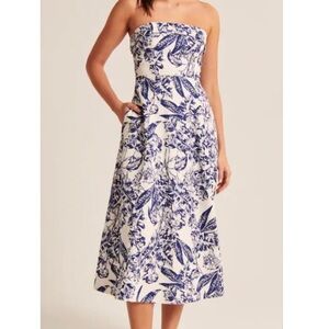 Abercrombie & Fitch Women's Strapless Linen-Blend Midi Dress